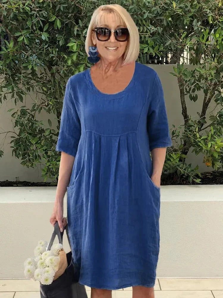 ZADIYA™ | LIGHTWEIGHT COTTON DRESS WITH POCKETS