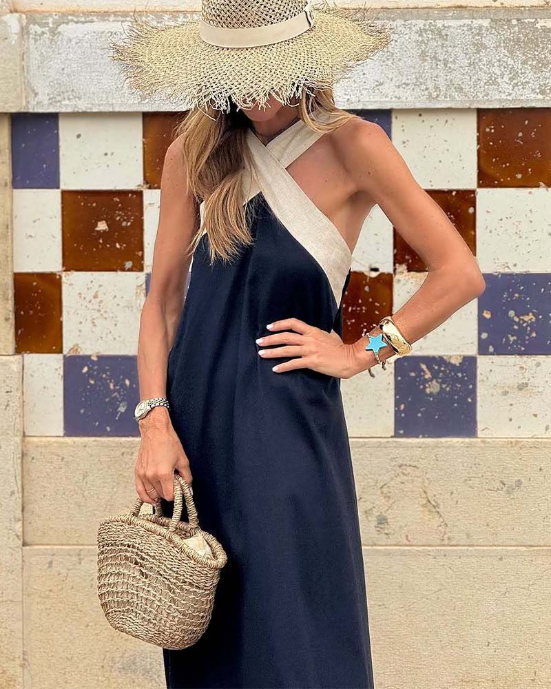ZADIYA™ | LUXE HALTER MAXI DRESS FOR SUMMER ELEGANCE