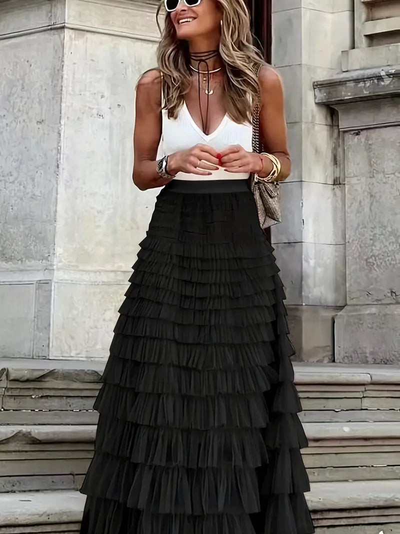 ZADIYA™ | Cascade Layered Hem Skirt