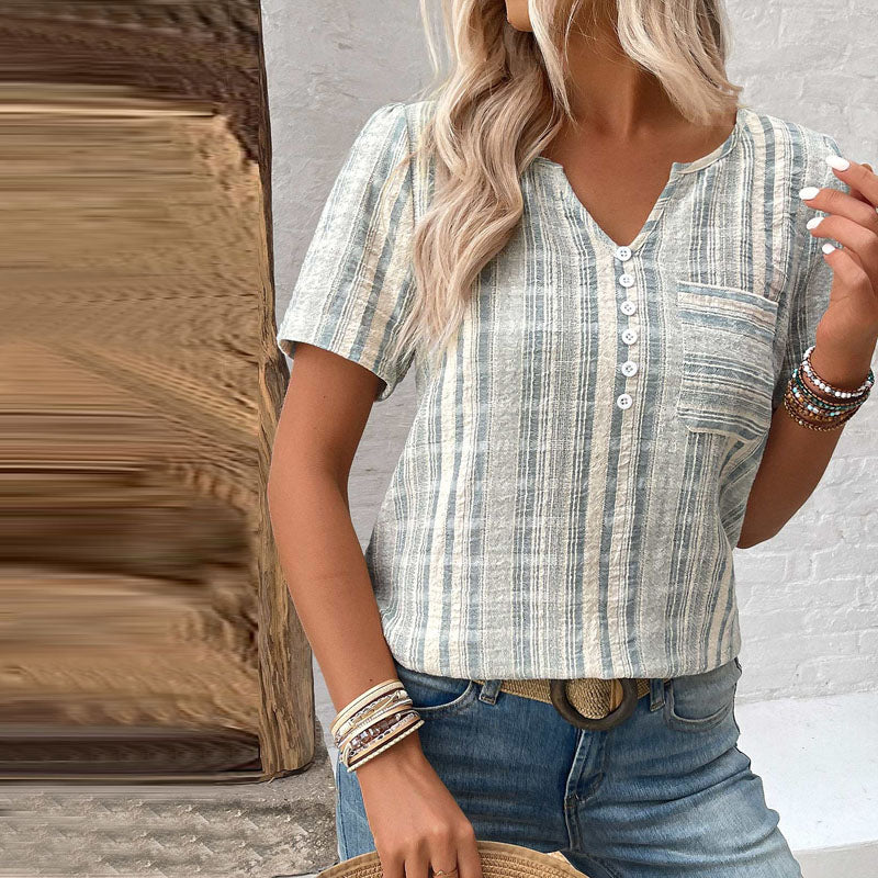 ZADIYA™ | STRIPED CASUAL BLOUSE WITH RELAXED FIT