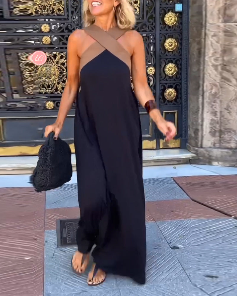 ZADIYA™ | LUXE HALTER MAXI DRESS FOR SUMMER ELEGANCE