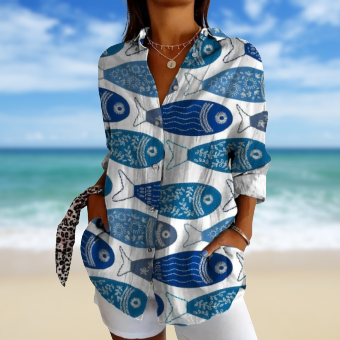 ZADIYA™ | FISH-PRINT BLOUSE
