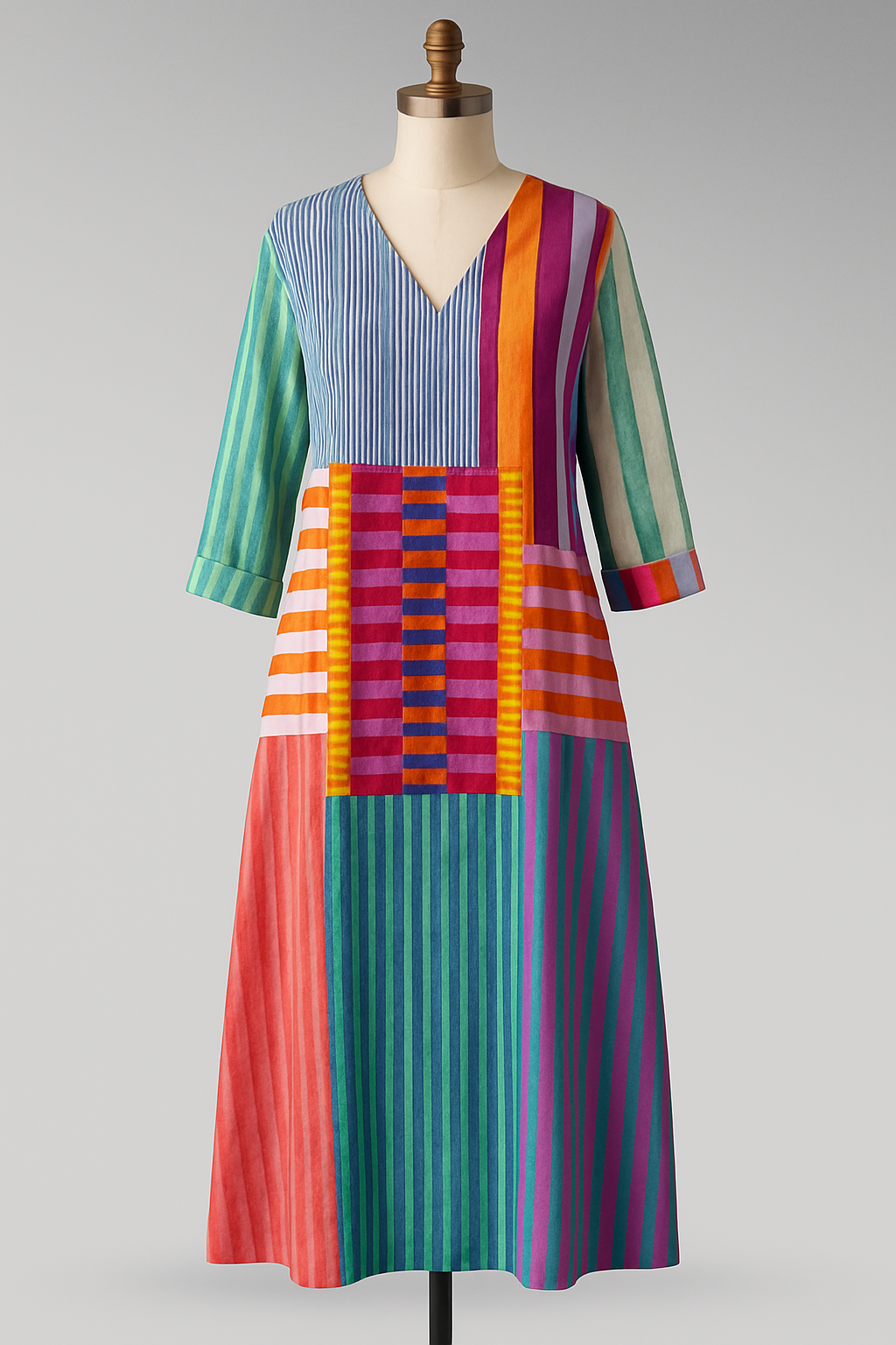 ZADIYA™ | ELEGANT GEOMETRIC MIDI DRESS