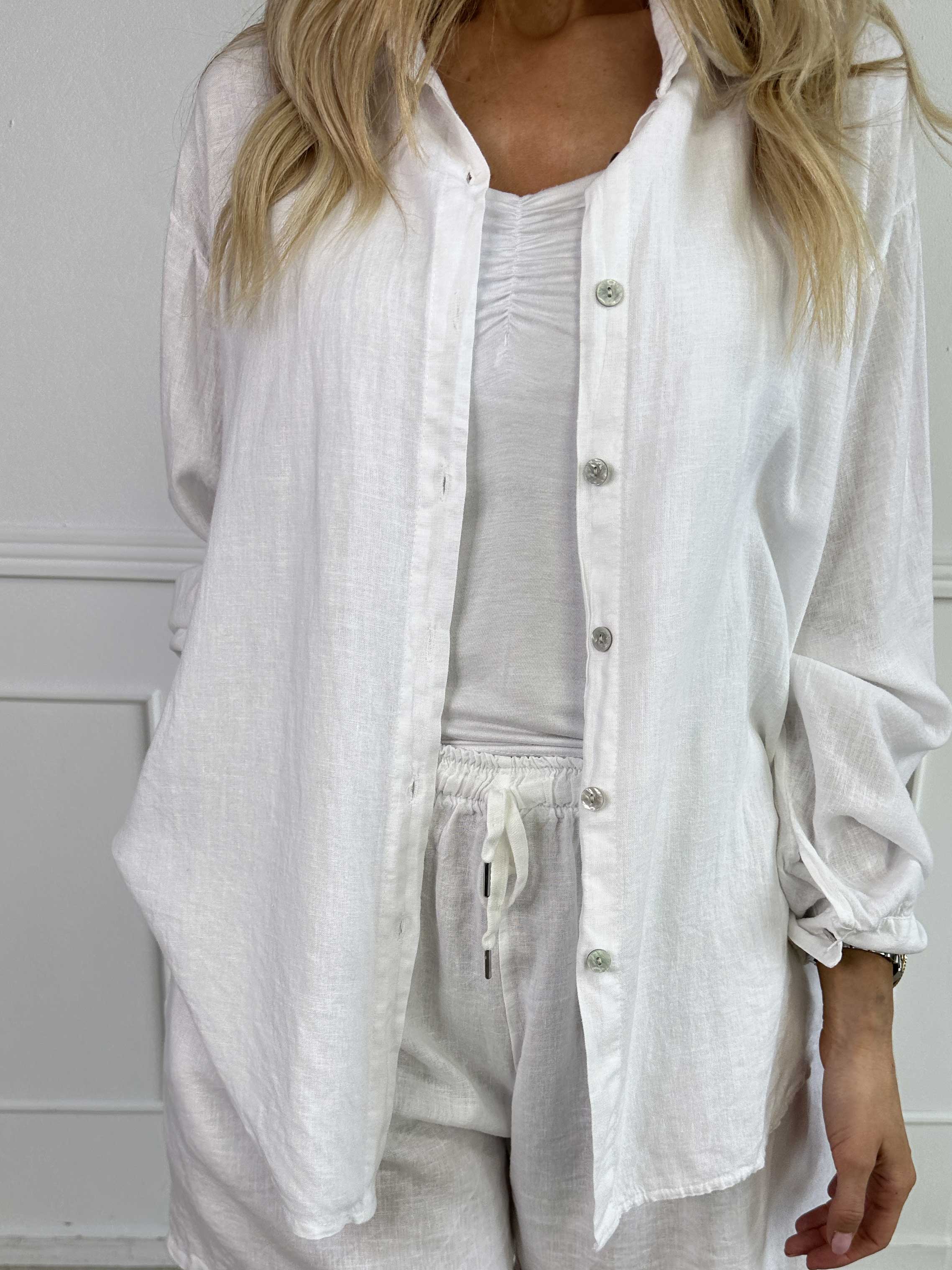 ZADIYA™ | SOLID COLOUR SHIRT IN VISCOSE & LINEN BLEND