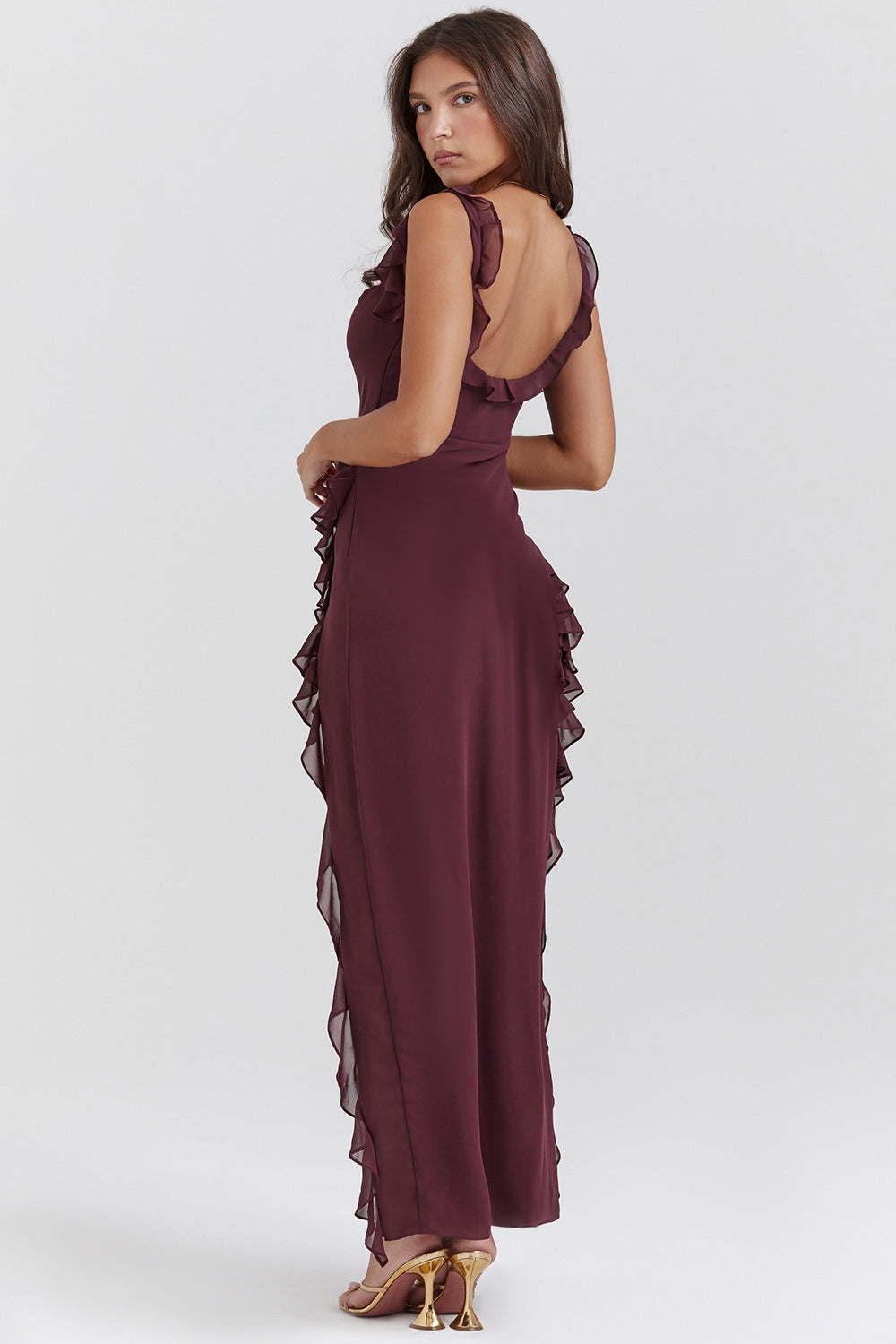 ZADIYA™ | LONG DRESS IN DEEP PLUM