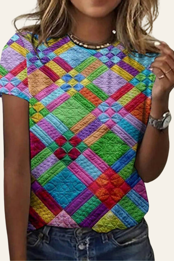 ZADIYA™ | VINTAGE COLOUR BLOCK T-SHIRT