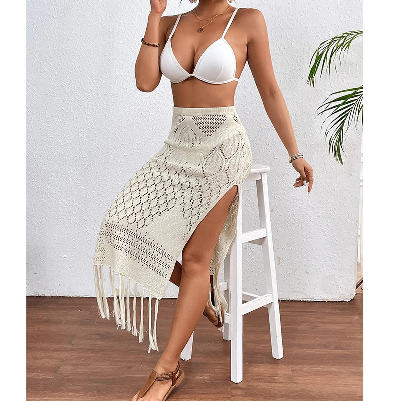 ZADIYA™ | Sunset Tassel Slit Sheer Skirt