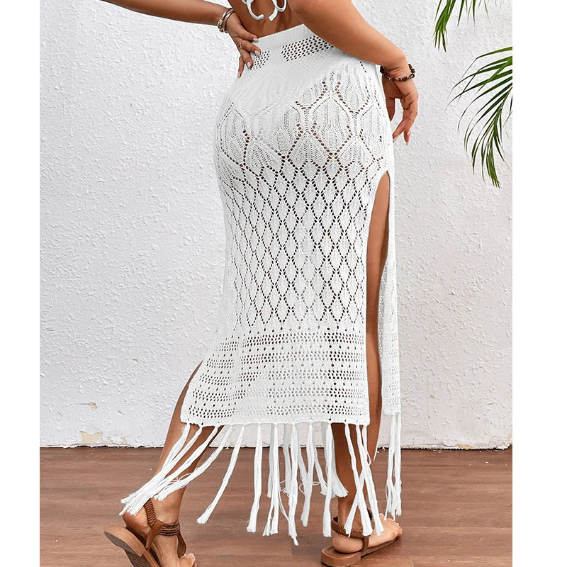ZADIYA™ | Sunset Tassel Slit Sheer Skirt