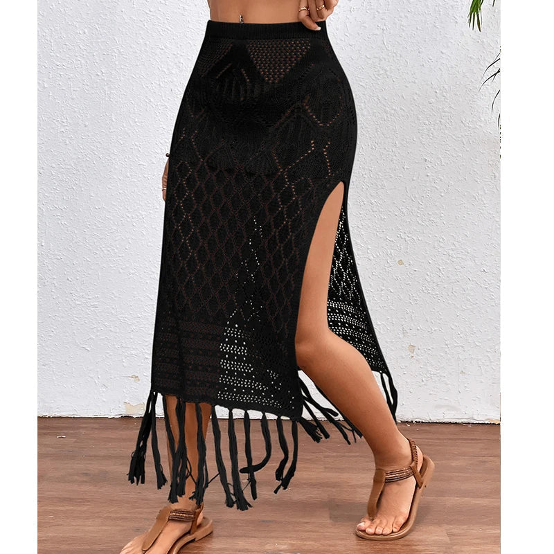 ZADIYA™ | Sunset Tassel Slit Sheer Skirt