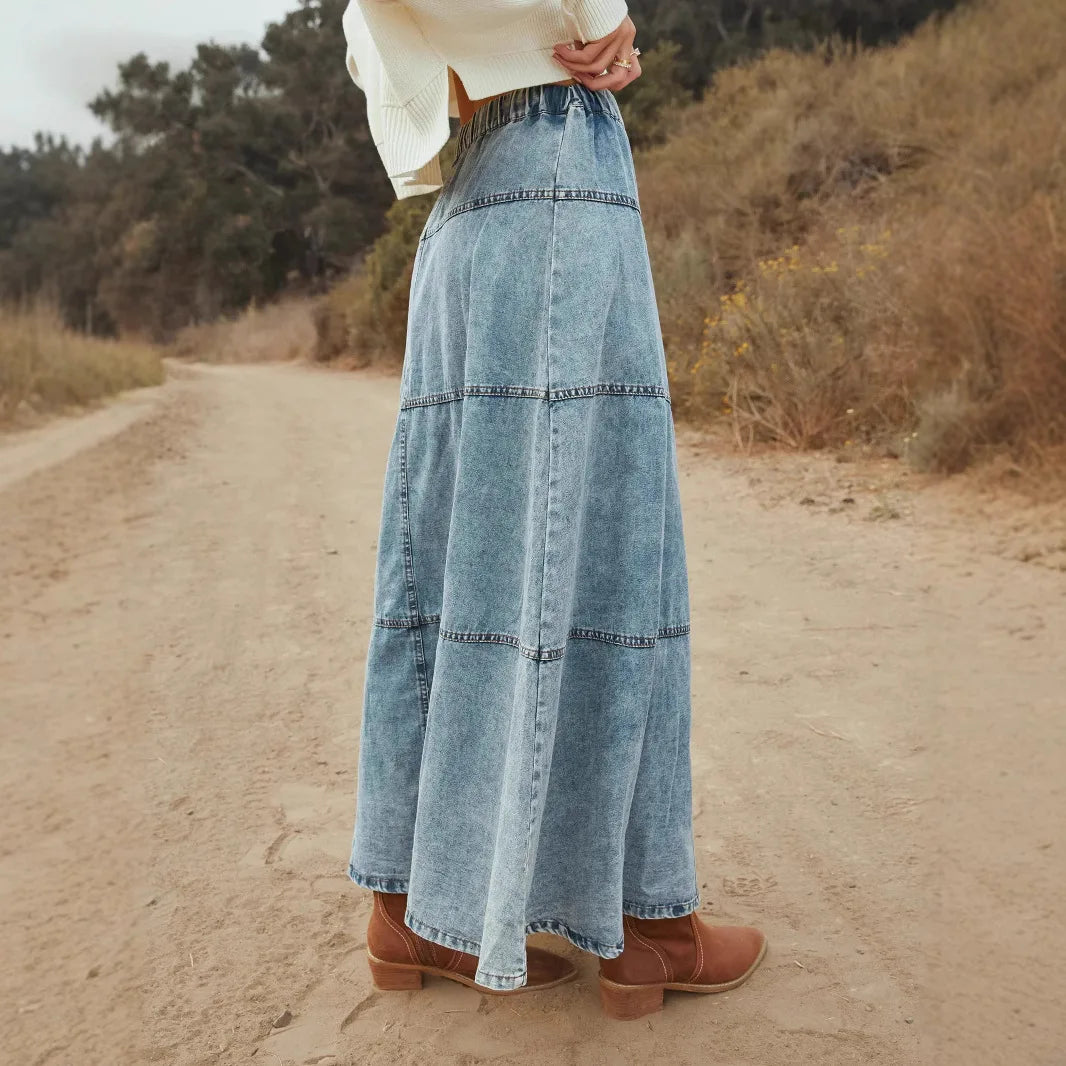 ZADIYA™ | Boho Maxi Denim Skirt