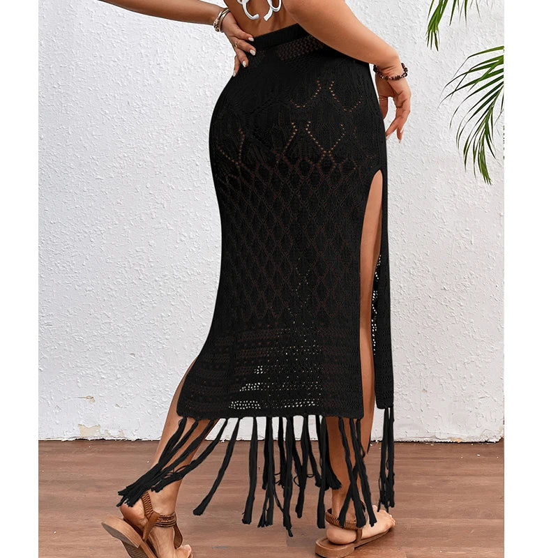 ZADIYA™ | Sunset Tassel Slit Sheer Skirt
