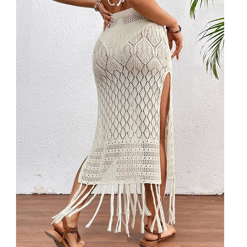 ZADIYA™ | Sunset Tassel Slit Sheer Skirt