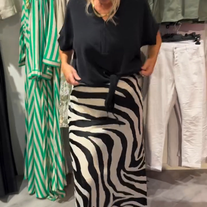 ZADIYA™ | Front-Tie Top & Midi Skirt Set