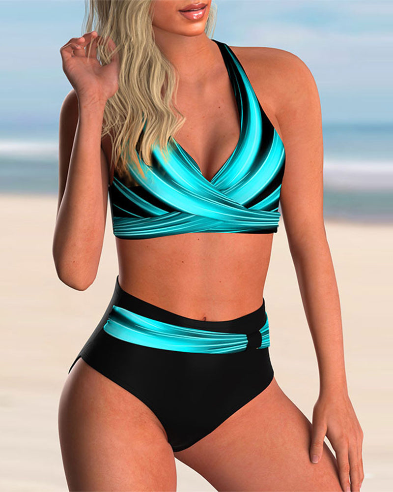 ZADIYA™ | Bikini Set with Cross Detail and Print