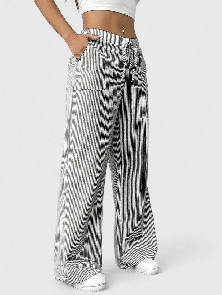 ZADIYA™ | Wide-Leg Striped Trousers
