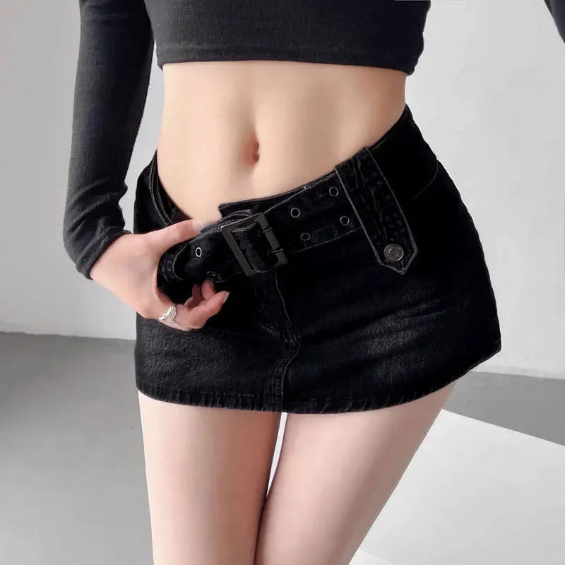 ZADIYA™ | Belted Denim Mini Skirt