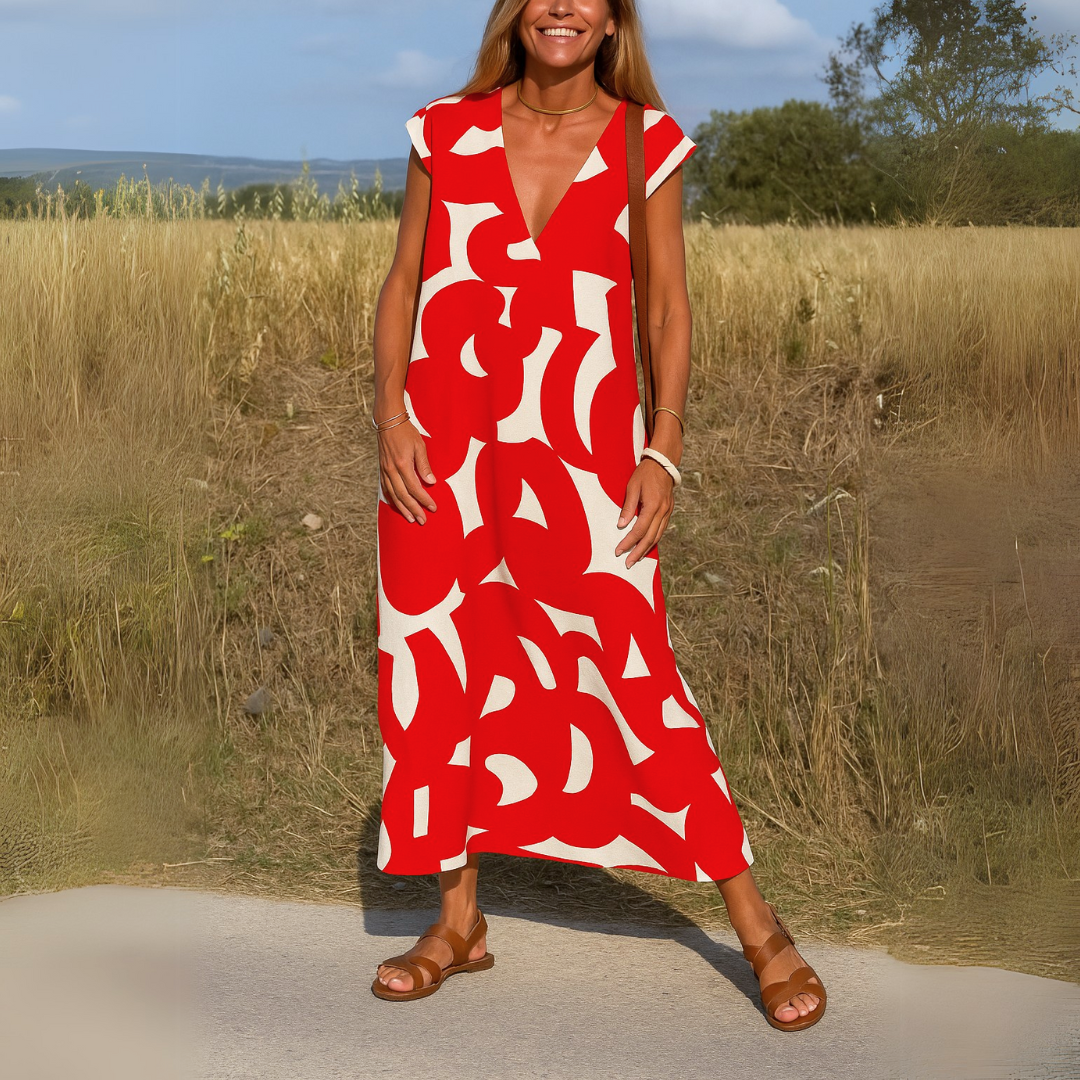 ZADIYA™ | Flowing V-Neck Dress