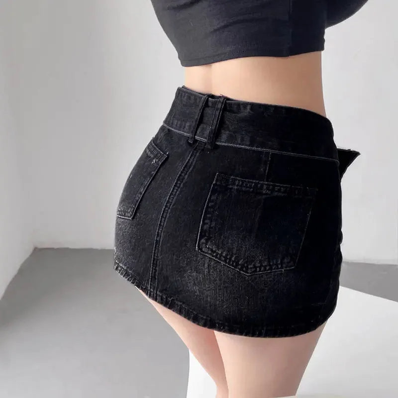 ZADIYA™ | Belted Denim Mini Skirt