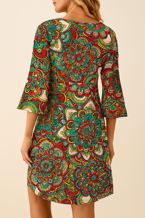 ZADIYA™ | BOHO PRINTED MIDI DRESS