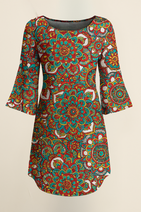 ZADIYA™ | BOHO PRINTED MIDI DRESS