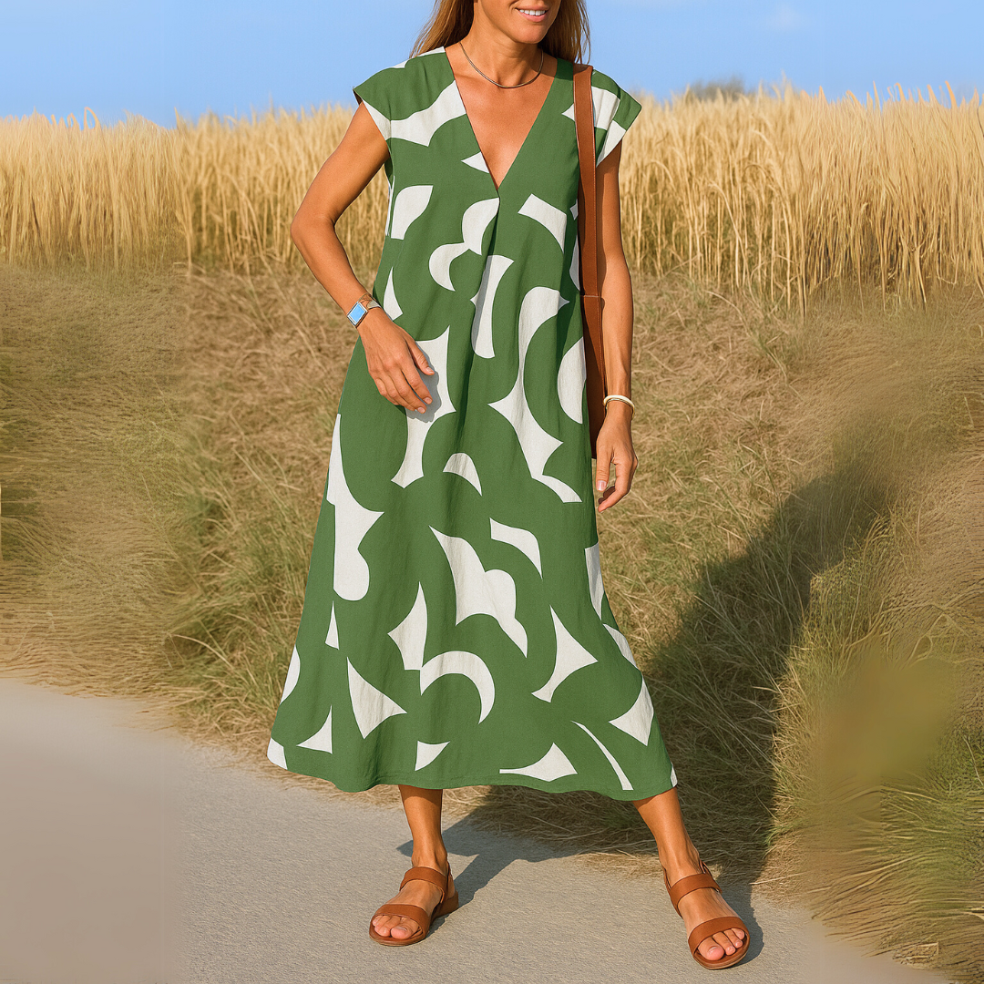 ZADIYA™ | Flowing V-Neck Dress