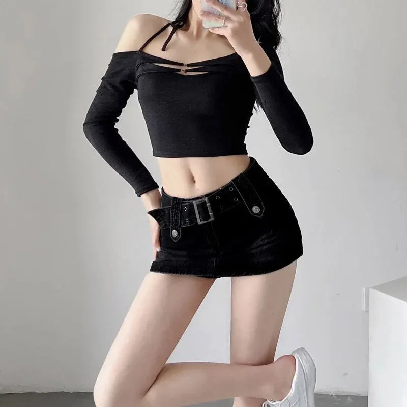 ZADIYA™ | Belted Denim Mini Skirt