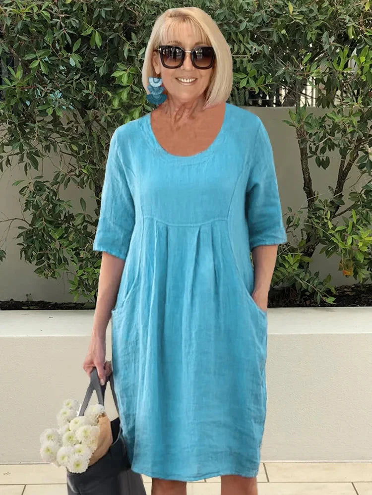ZADIYA™ | LIGHTWEIGHT COTTON DRESS WITH POCKETS