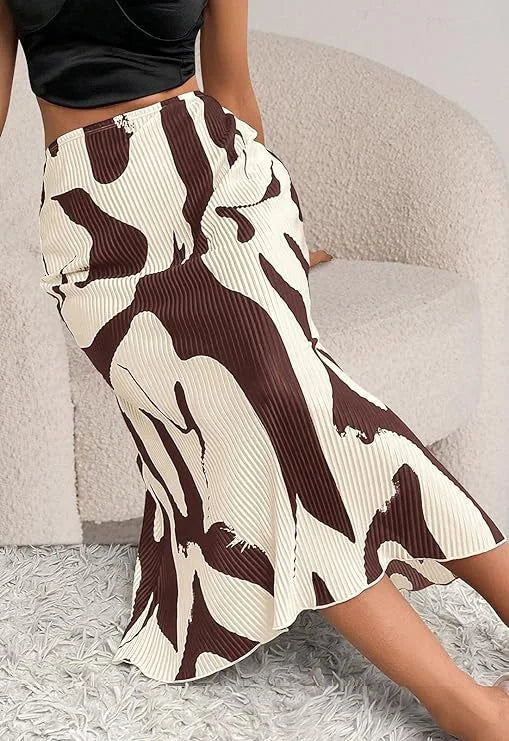 ZADIYA™ | Abstract Edit Pleated Maxi Skirt