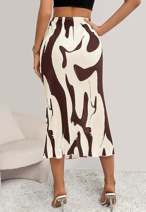 ZADIYA™ | Abstract Edit Pleated Maxi Skirt