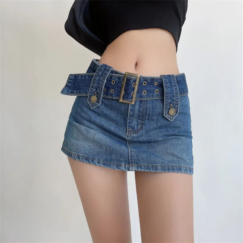 ZADIYA™ | Belted Denim Mini Skirt