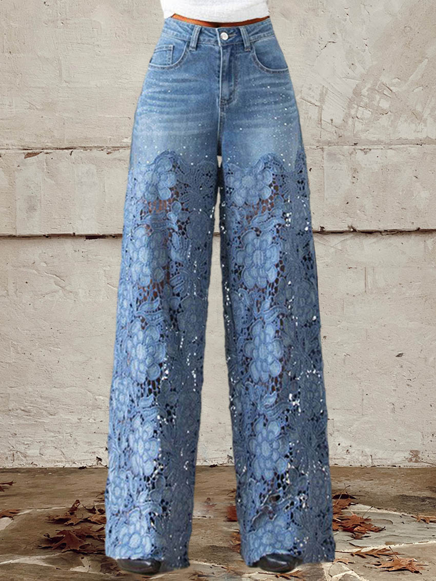ZADIYA™ | Embroidered Wide Leg Jeans