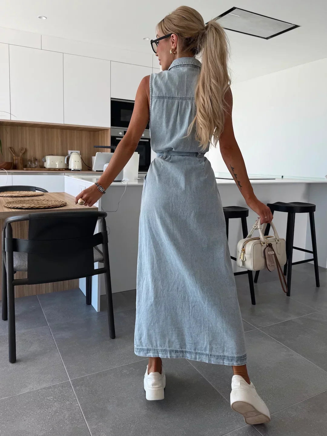 ZADIYA™ | STRUCTURED MAXI DENIM DRESS