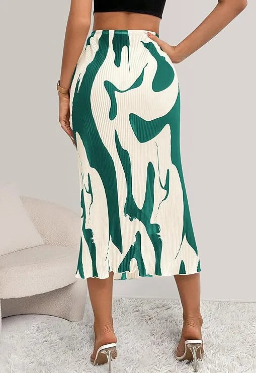 ZADIYA™ | Abstract Edit Pleated Maxi Skirt