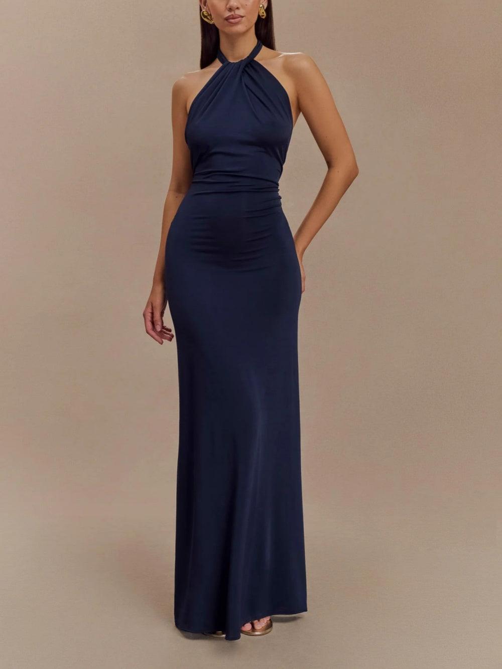 ZADIYA™ | Halterneck Silk Dress