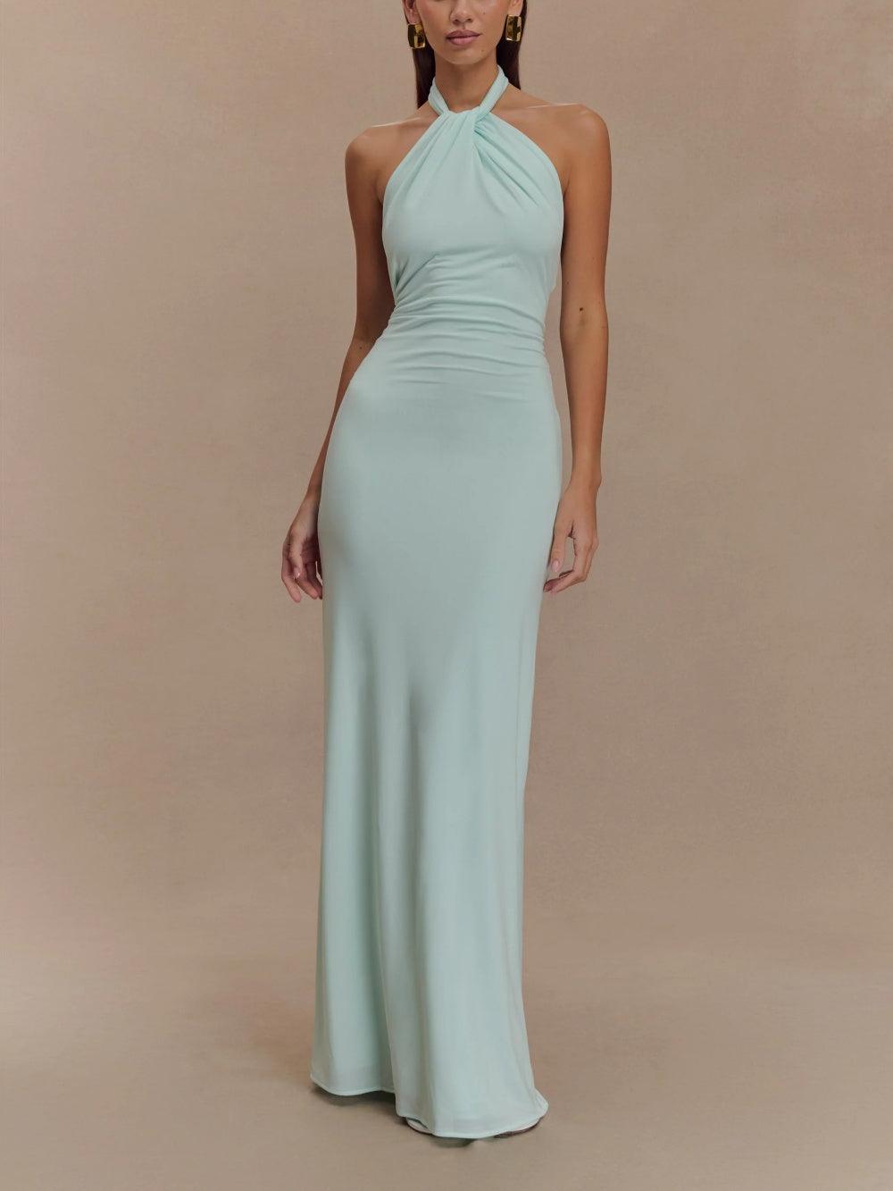 ZADIYA™ | Halterneck Silk Dress