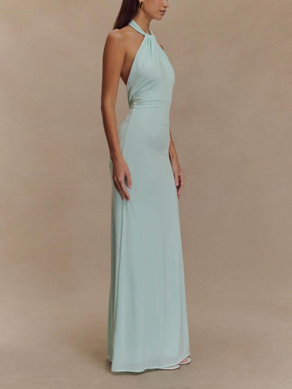 ZADIYA™ | Halterneck Silk Dress