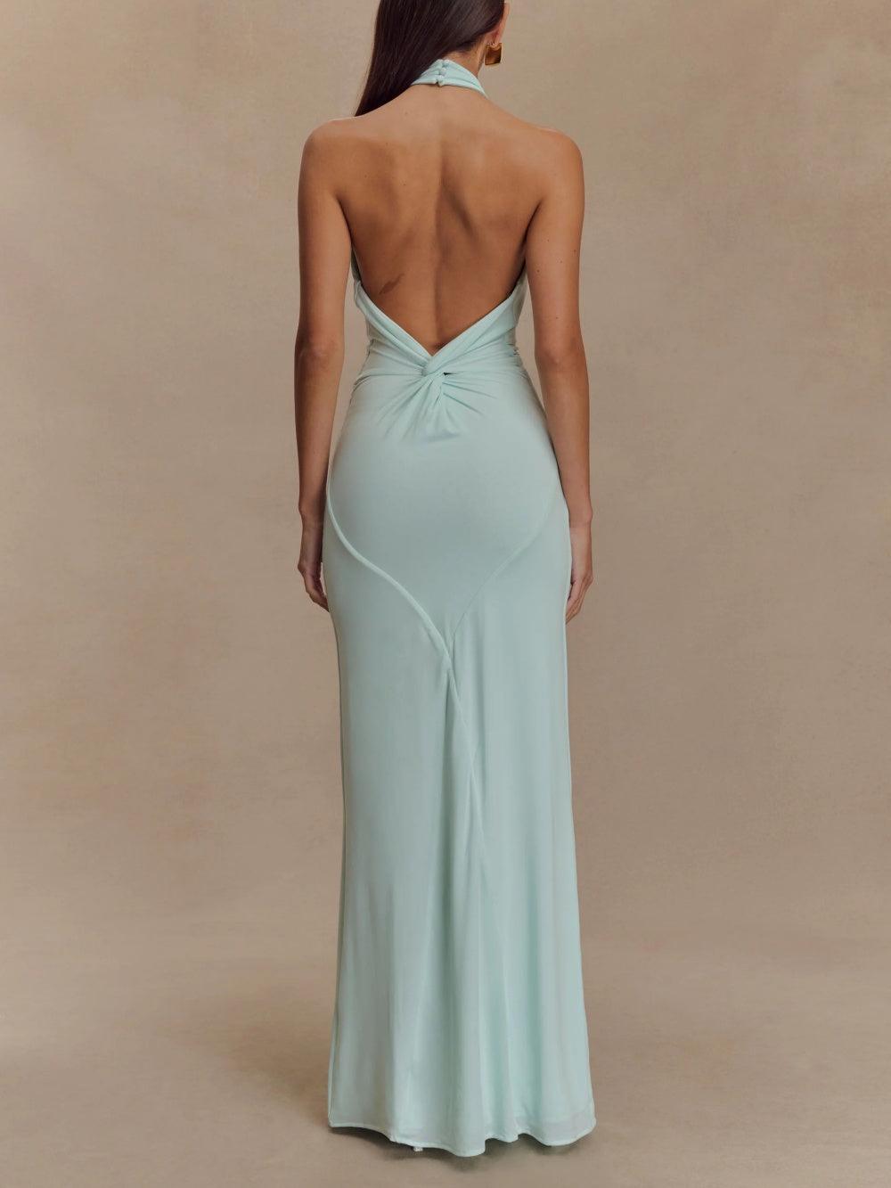 ZADIYA™ | Halterneck Silk Dress