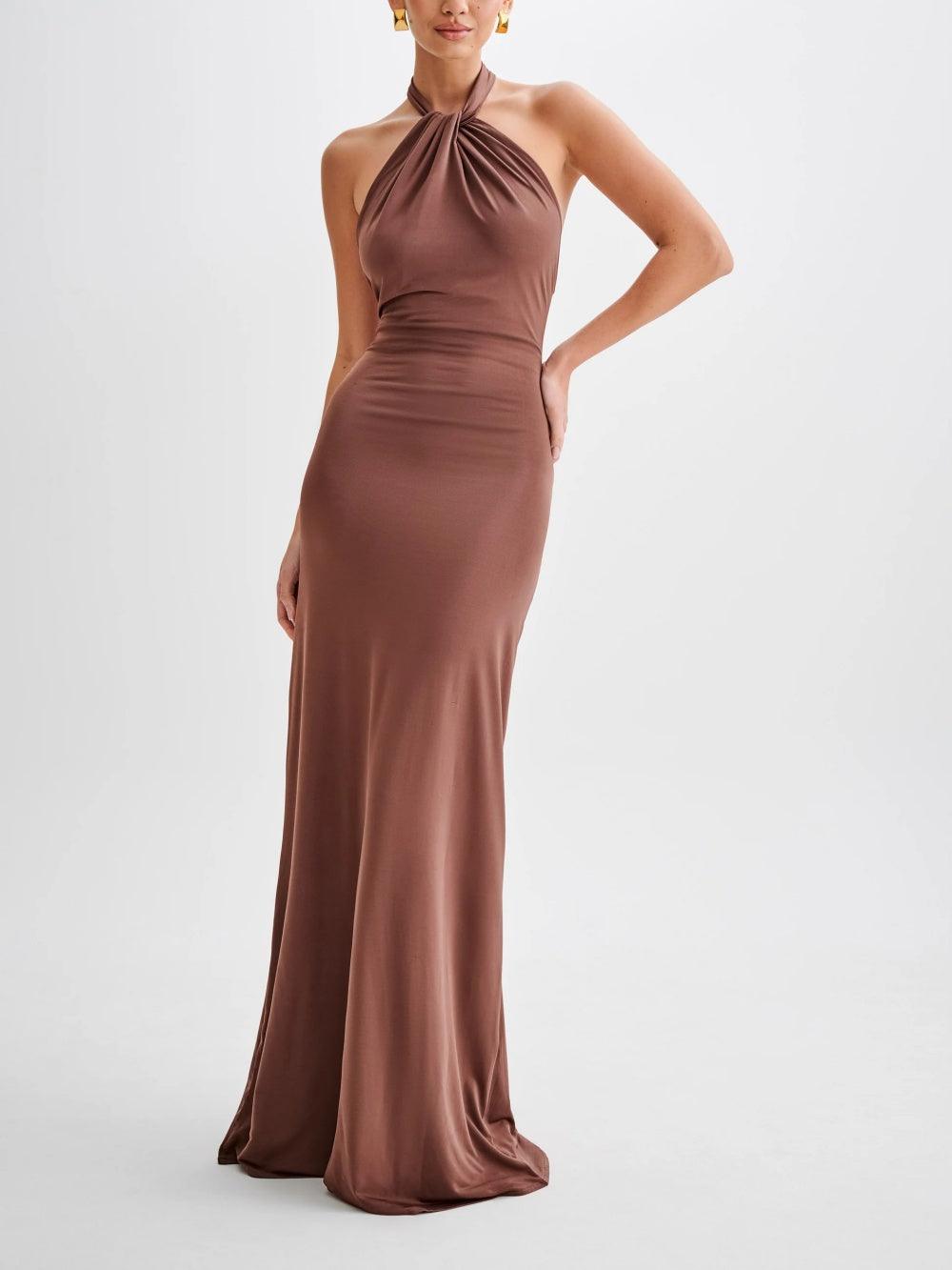 ZADIYA™ | Halterneck Silk Dress