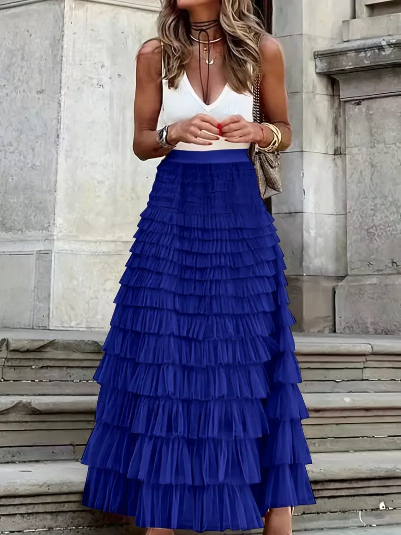 ZADIYA™ | Cascade Layered Hem Skirt