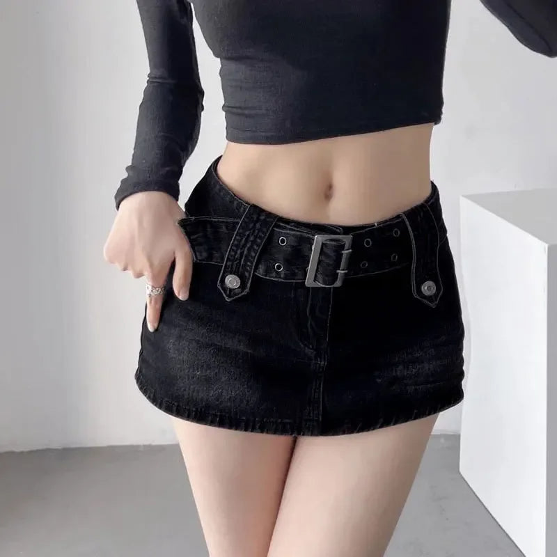 ZADIYA™ | Belted Denim Mini Skirt