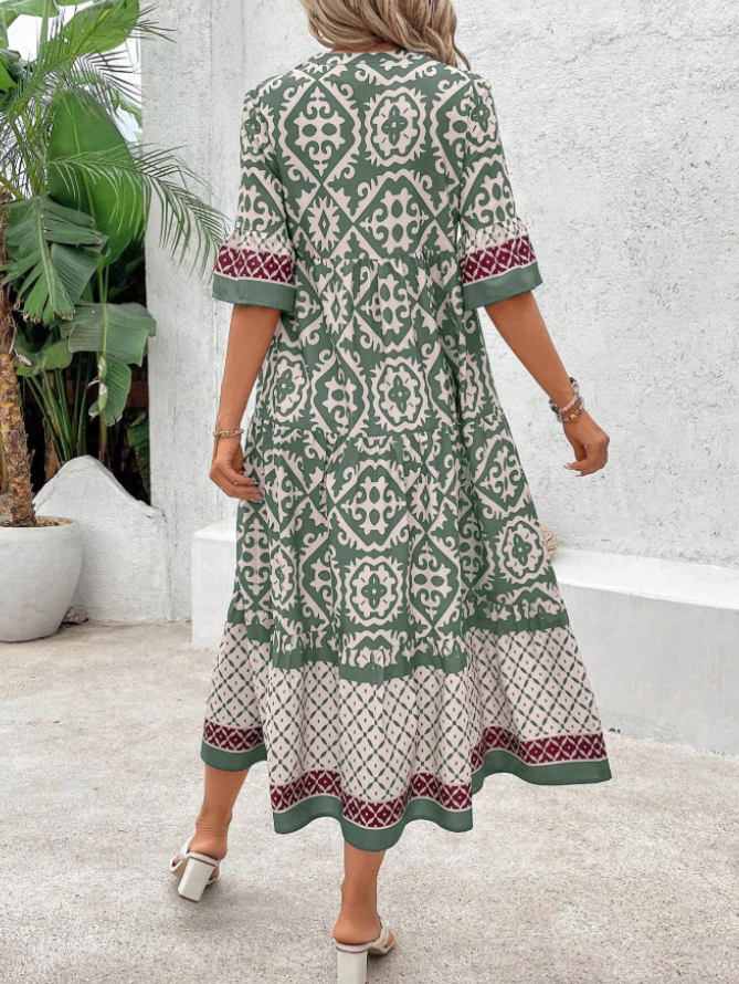ZADIYA™ | FLOWY BOHO MIDI DRESS WITH POCKETS