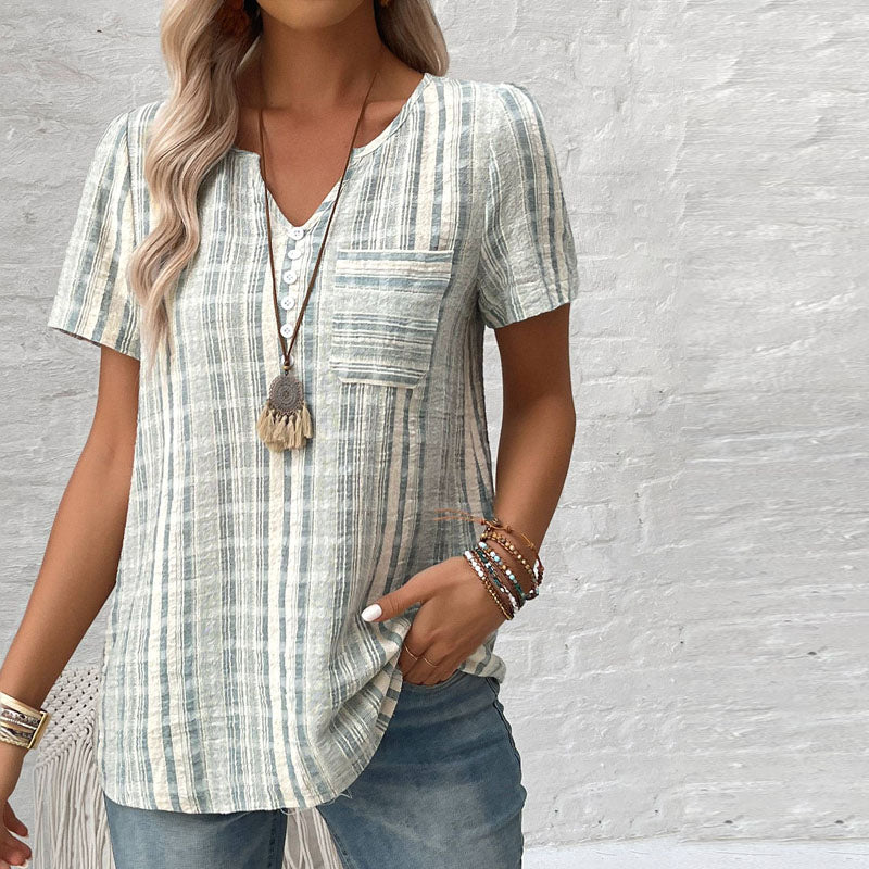 ZADIYA™ | STRIPED CASUAL BLOUSE WITH RELAXED FIT