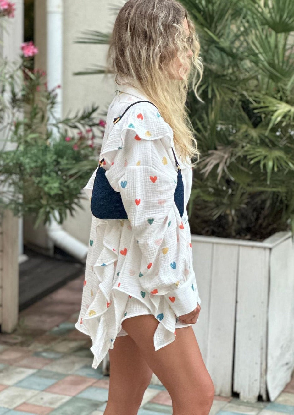 ZADIYA™ | HEART PRINT SHIRT & SHORTS TWO-PIECE SET