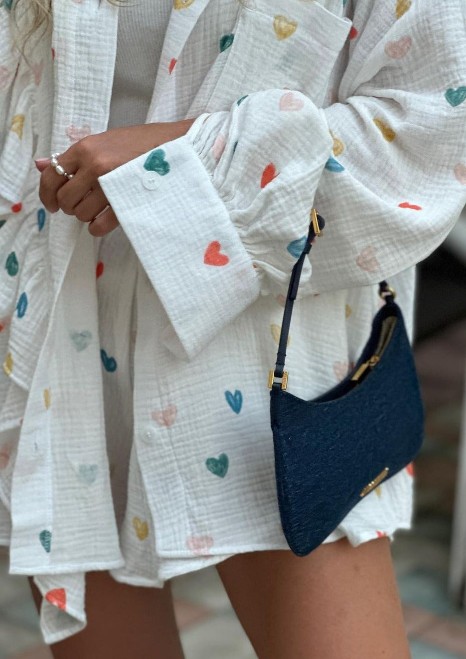 ZADIYA™ | HEART PRINT SHIRT & SHORTS TWO-PIECE SET