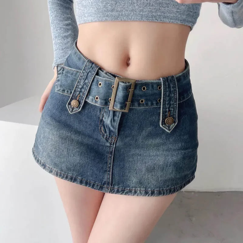 ZADIYA™ | Belted Denim Mini Skirt