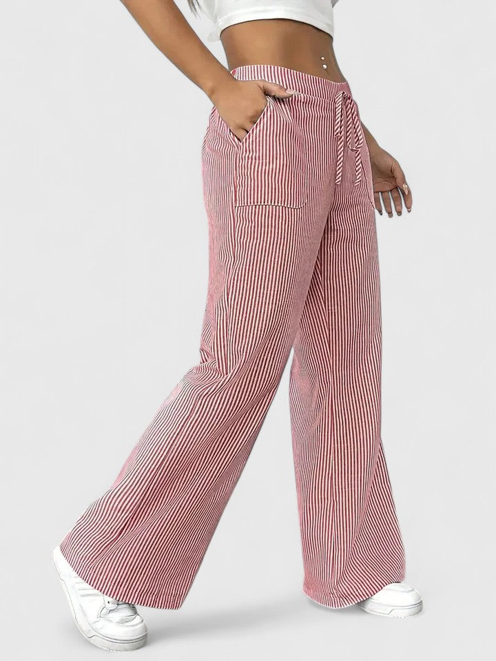 ZADIYA™ | Wide-Leg Striped Trousers