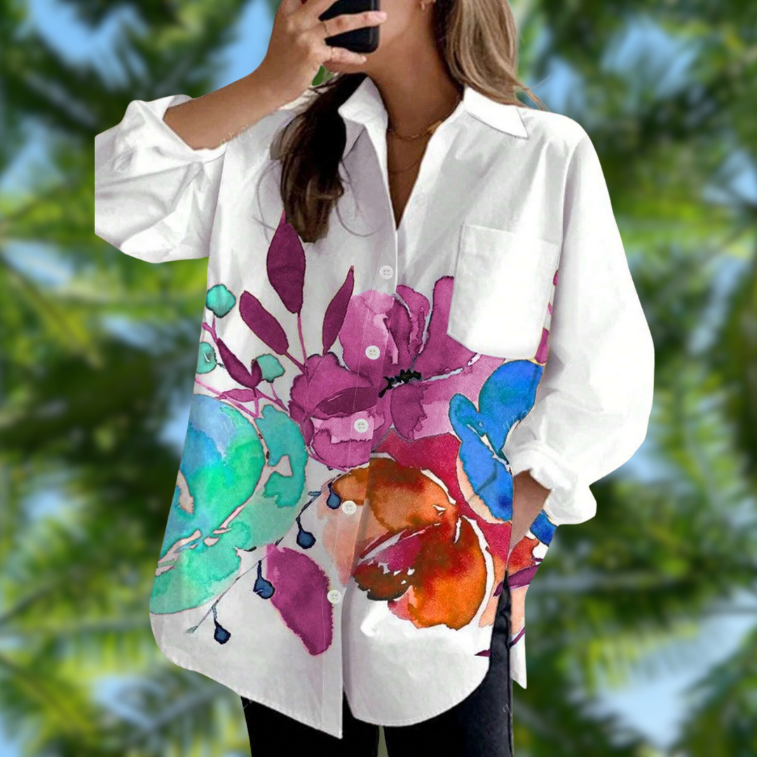 ZADIYA™ | FLORAL TIE-DYE BLOUSE