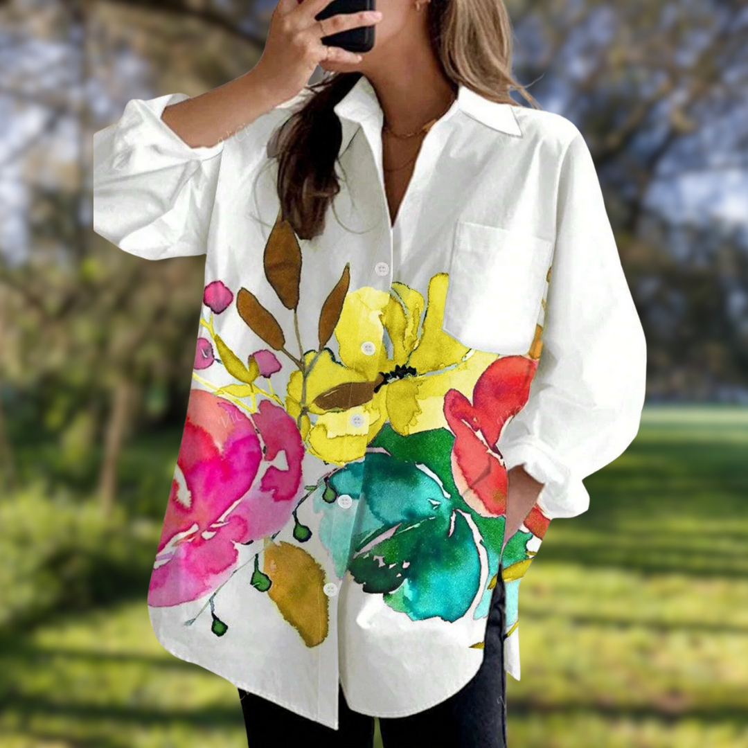 ZADIYA™ | FLORAL TIE-DYE BLOUSE