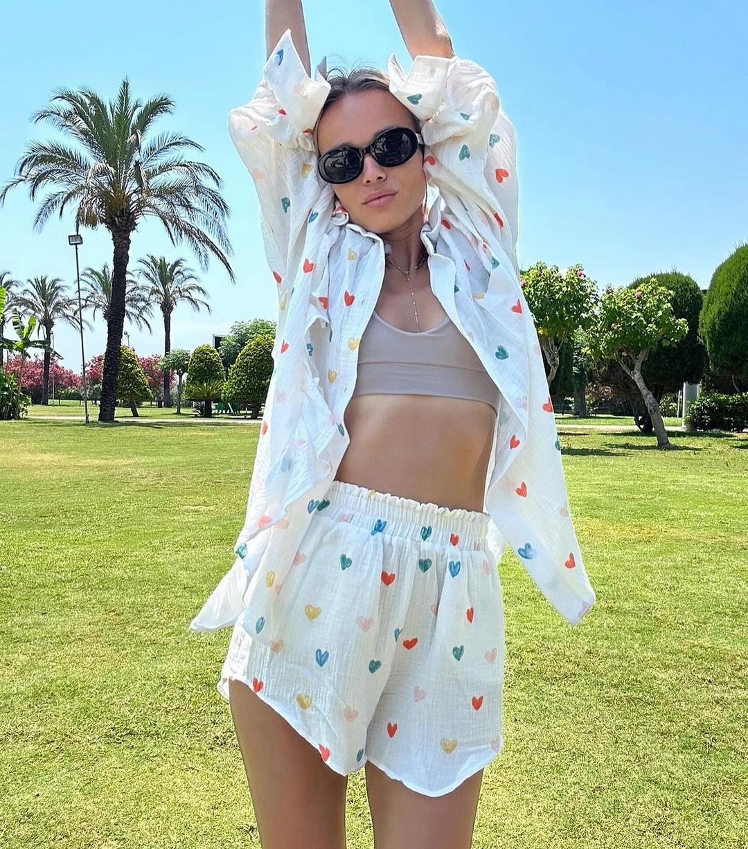 ZADIYA™ | HEART PRINT SHIRT & SHORTS TWO-PIECE SET