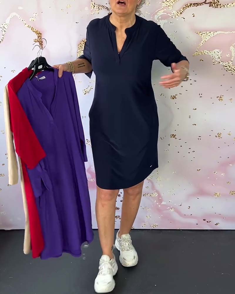 ZADIYA™ | ELEGANT V-NECK MIDI DRESS